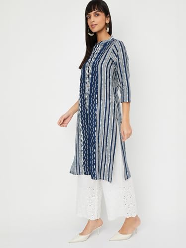 Image of Max Women's Cotton Blend Printed Regular Kurta