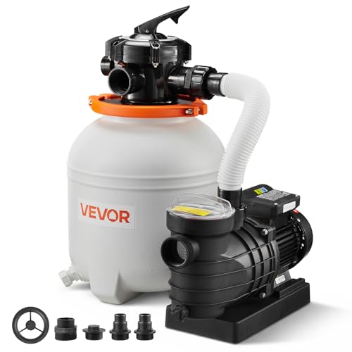 VEVOR 13 in Sand Filter Pump for Above Ground Pool 0.75 HP 3500 GPH Swimming Pool Sand Filter Pump with Pre-Assembled Core & Leak-Resistant Design 6-Way Valve High-Efficiency Filtration for Pools