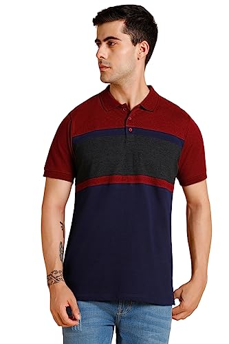 Image of Dennis Lingo Men's Slim fit Colorblocked Cotton Polo T-Shirt
