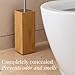 GOBAM Bamboo Toilet Bowl Cleaner with Holder for All Toilet Types - Hidden Stainless Steel Toilet Brush - Bathroom Cleaning Brushes - Toilet Accessories - Natural