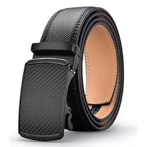 Acewin Men’s Leather Belt, Adjustable Automatic Buckle Mens Belt, 1 3/8″ Width (35mm)