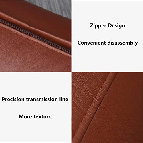 Repose-pieds tabouret tatami rembourré pouf rond marron rouge cuir - 6