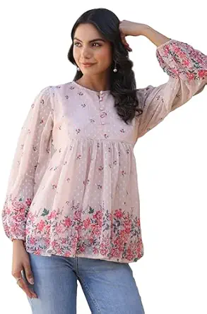 Janasya Peach Floral Top: Effortless Style & Summer Chic