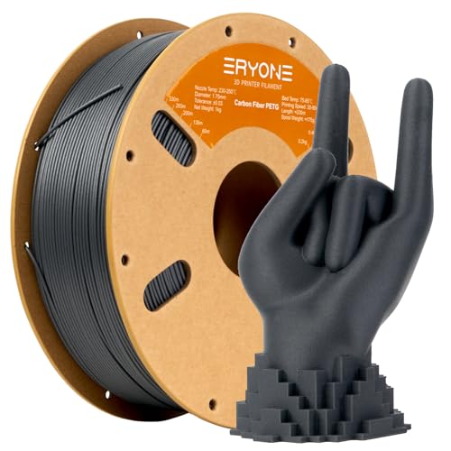 ERYONE PETG Carbon Fiber Filament 1.75mm +/- 0.03mm PETG CF 3D Drucker Filament 1kg Spool (2.2LBS) Dark Grey