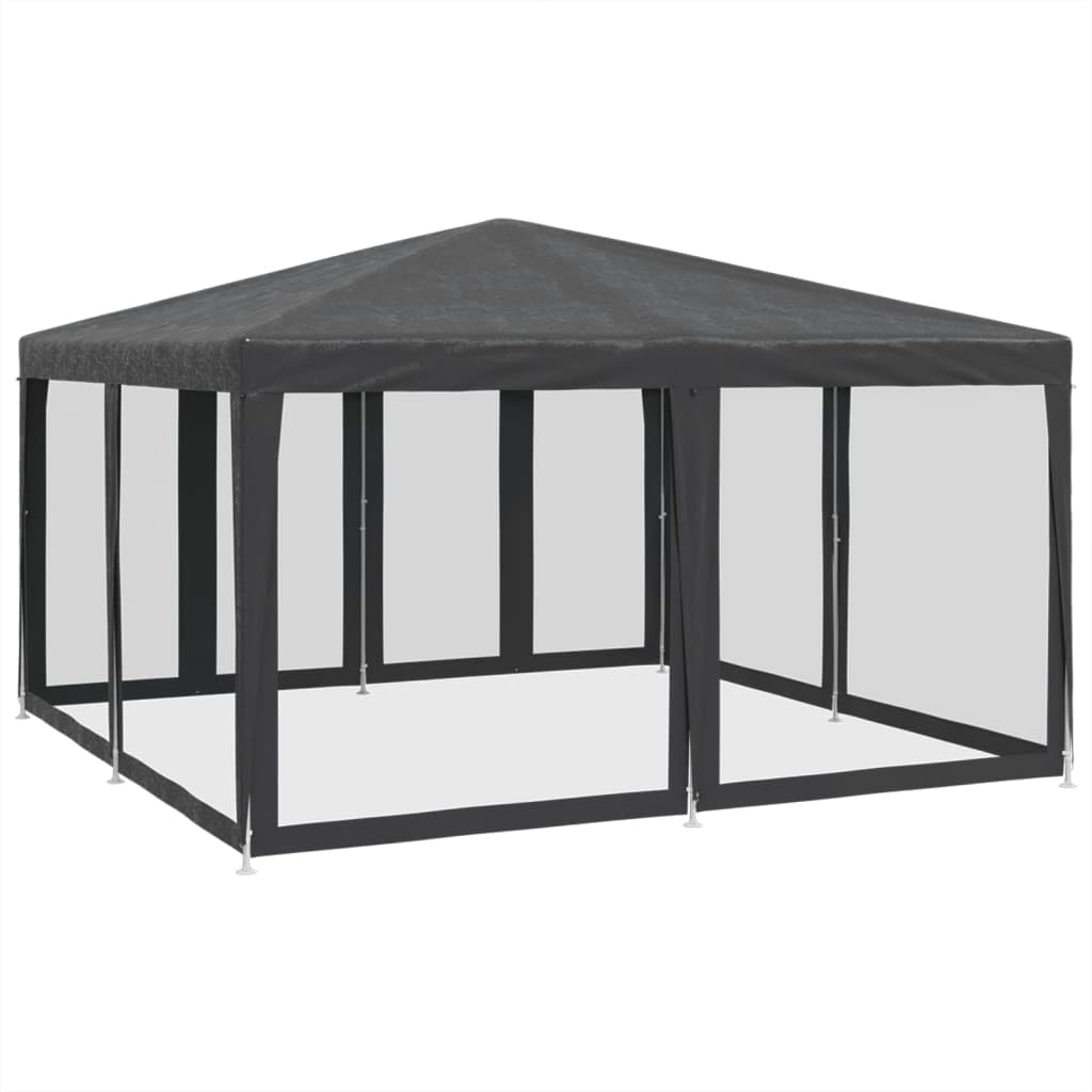 Tente de fête avec 8 panneaux latéraux en maille - Anthracite - 4 x 4 m - Avec structure en fer solide - Grande tonnelle pour jardin, mariage, célébrations, événements - 400 x 400 x 268 cm