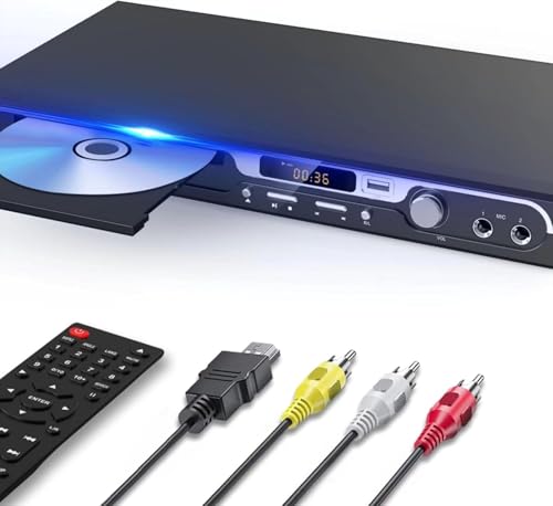 Maite 1080P HD DVD Player für TV - Region Free mit doppelten Mikrofoneingängen, USB & HDMI/AV...