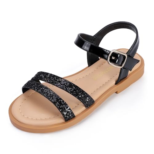 Image of PANDNAINJIA Girls Sandals Open Toe Toddler Kids Dress Summer Shoes | Open Toe Girl Sandals, Hook and Loop, Comfortable Insole, Classic Style, Flower Girl Wedding Party Daily Shoes