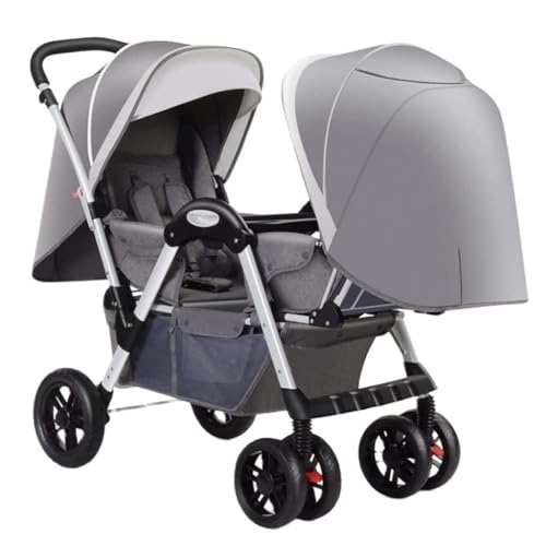 HAQMG Cochecitos Carritos Portátiles Cochecito Coche Bebe Plegable Carrito Bebe Carros for Bebes, Silla De Paseo Gemelar, Dobles Silla De Paseo De Bebe Cochecito Gemelar(Grey A)