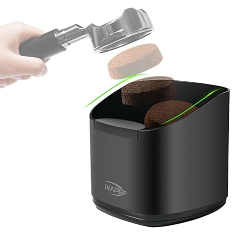 IKAPE Espresso Knock Box for Coffee Grounds Disposal, Enhanced Barista Tool for Improved Handling - Black Coffee Puck Container