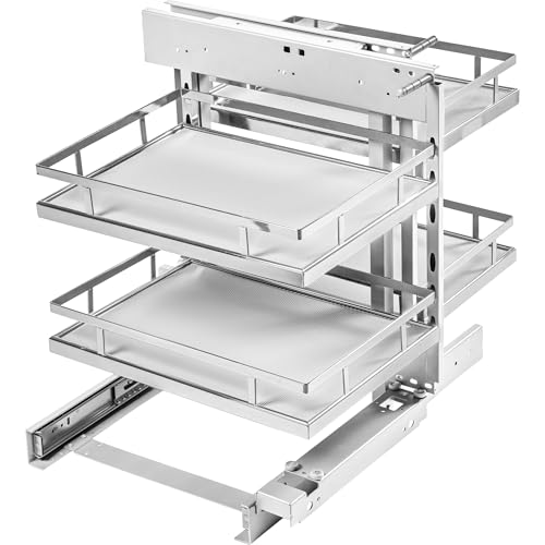 GTV Organizador Esquinero Extraíble MovixPro, Sistema Magic Corner con Cierre Suave, 4 Cestas Antideslizantes, Carga 24 kg, para Mueble 900mm, Acero Cromado
