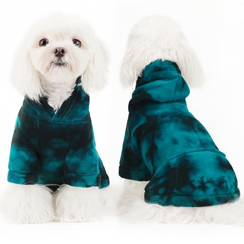 Chic Tie-Dye Dog Hoodie with Practical Pocket - Fashionable and Cozy Sweatshirt for Small, Medium, and Large Dogs, Ideal for Casual Outings and All-Day Comfort in Vibrant Colors. Cyan L - Image 3