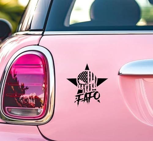 Image of 2-Pack FAFO F*ck Around and Find Out American Flag Skull Vinyl Sticker Decal - 4 Inches - for Car Truck Van Window Bumper Laptop Tablet Cup Tumbler Water Bottle and Any Smooth Surface