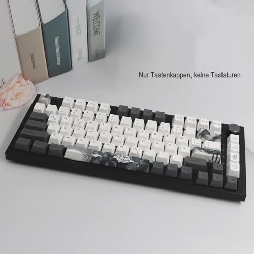 JSJT Tinte Lotus Tastenkappen 140 Tasten Deutsches Tastenkappen PBT OEM Profil Tastenkappe (nur Tastenkappe) für 61/68/84/87/96/108 Cherry MX Switches ANSI/ISO-Layout Mechanische Tastaturen