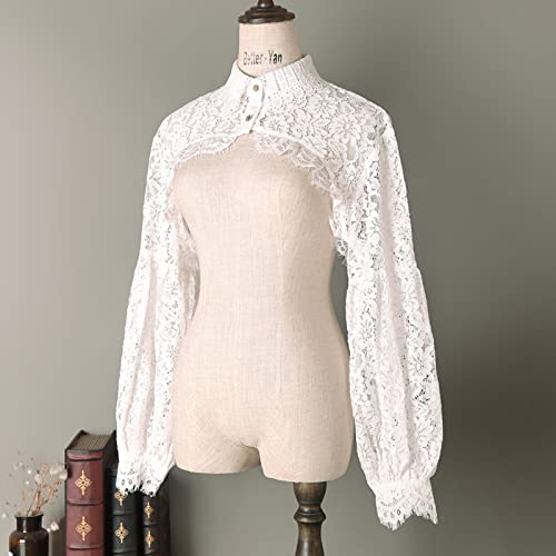 Women Long Sleeve Lace Shrug Bolero Shawl Short Cardigan Fake Collar3