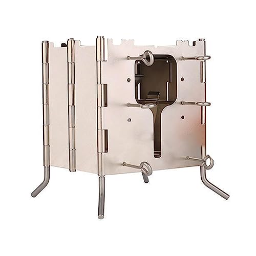 Estufa portátil de camping de acero inoxidable con soportes para ollas, placa divisora y caja de almacenamiento