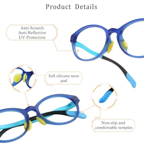 Image of LifeArt Kid Blue Light Blocking Glasses, Filter 85% of Harmful Blue Light, Anti Eyestrain and Blurry, Computer Glasses, Cut UV400 Anti Glare(Blue)