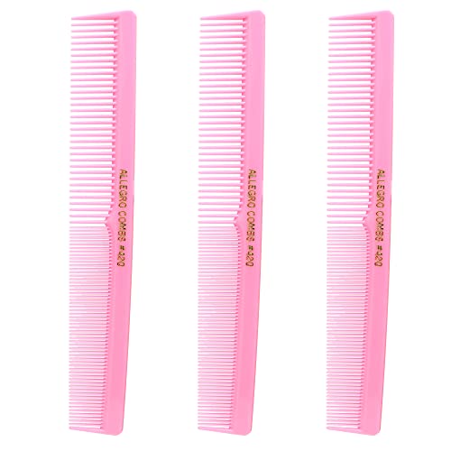 Allegro Combs 420 Hair Stylist Barbers Cutting Combs Beard Comb Mustache Mens Women Toddler Boys Braiding Hair Parting Usa 3 Pc. (Fresh Pink) #TOP17