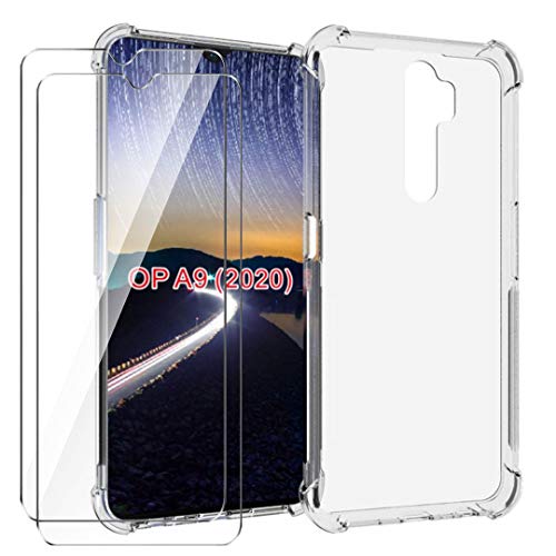 HYMY Funda para OPPO A9 Smartphone + 2 x Cristal Templado Cover