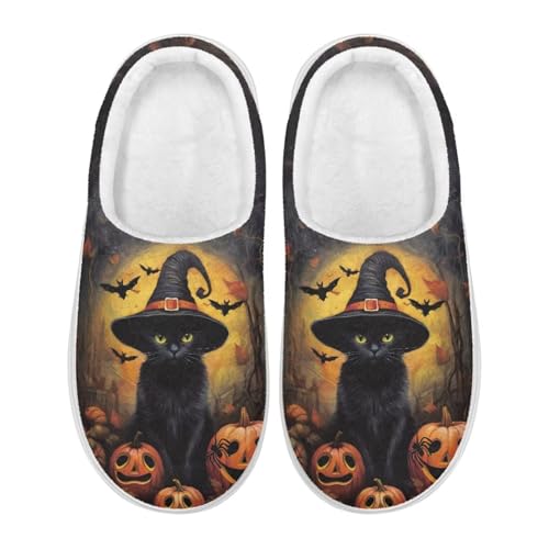 Halloween Theme Memory Foam Fluffy Cozy House Slippers for Women Men Indoor Outdoor Warm Plush Platform Slippers2