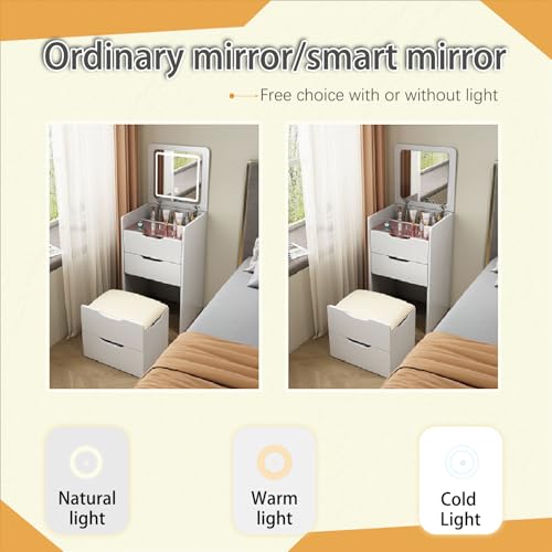 3-in-1 Makeup ty con luci LED Flip-Top Specchio elegante design cactus nascosto Storage Ottoman per piccoli spazi perfetto per gli amanti della bellezza e