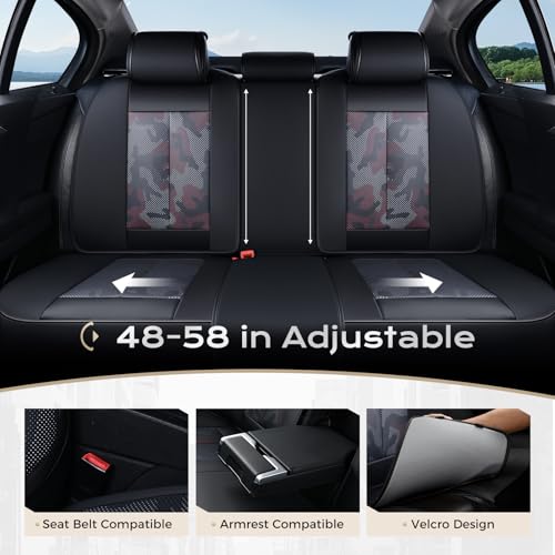 Image of Coverado Seat Covers, Car Seat Covers Full Set, Leather Seat Covers for Cars, Car Seat Protector, Black Car Seat Covers Front Seats and Back Seats Universal Fit for Most Cars Camo