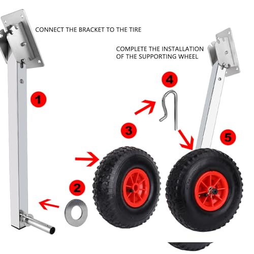 Acouto Roue de Lancement Marine, Roue de Lancement à Poutre Marine en Acier Inoxydable, Roue de Lancement Marine pneumatique d'une capacité de Charge de 600 LB (livrée sans gaz)