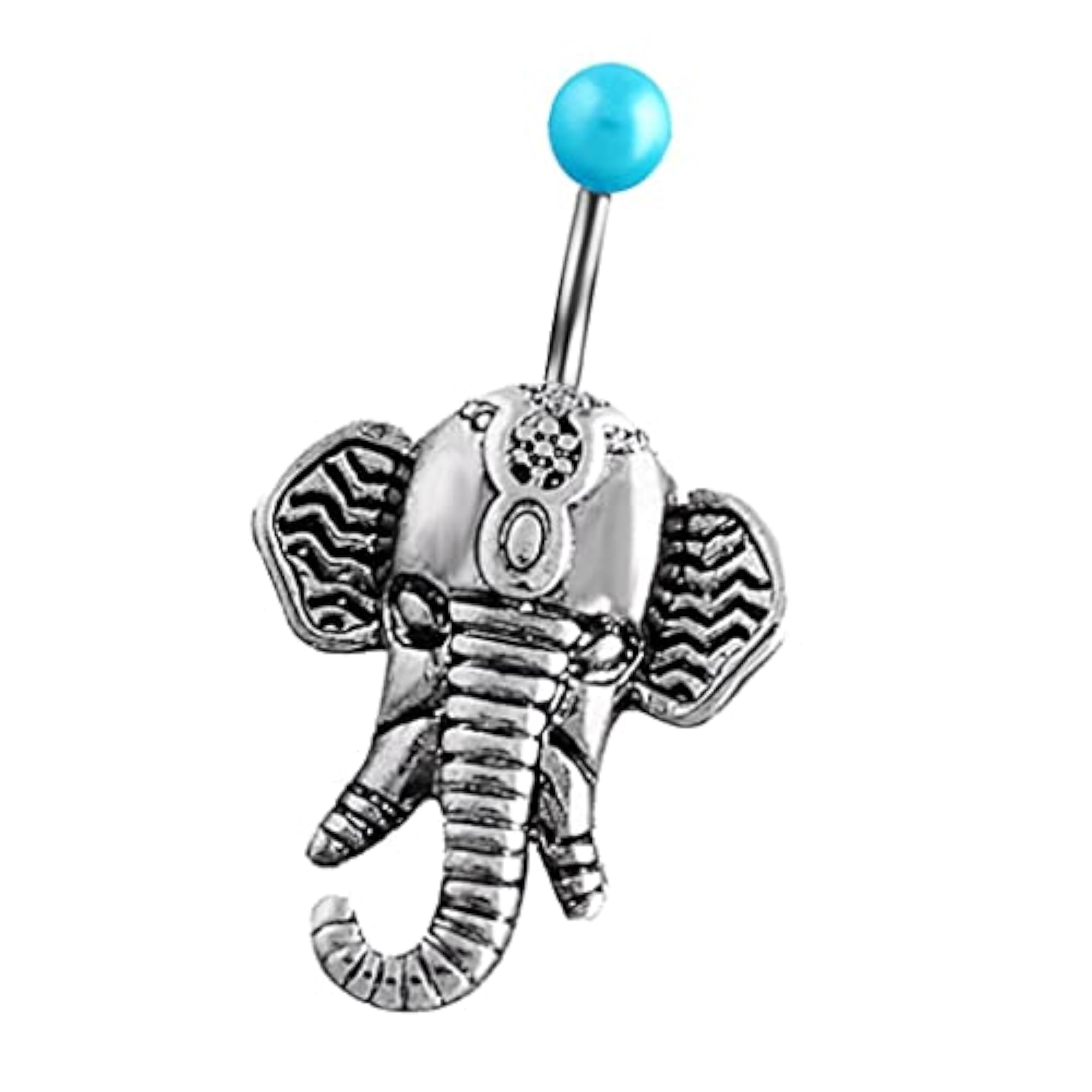Antique Silver Elephant Belly Button Stainless Steel Navel Ring