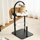 Kicari Modern Cat Tree Tower for Indoor Cats up to 12lbs, 34' H Furniture-Style Metal Cat Tower with Scratching Posts, Wood Cat Bed with Soft Plush Cushion Washable, Acrylic Capsule, Classic Black