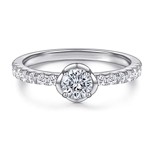 Bague en argent véritable et oxydes de zirconium de qualité