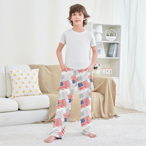 Boys' Pants USA Flag Long Bottoms Jogger Pants Elastic Waist Trousers with Pockets S-XL3