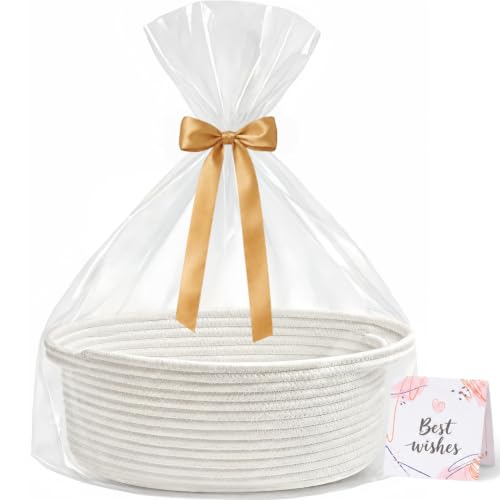 Image of Gift Basket Empty, Small Baby Shower Basket for Gifts, White