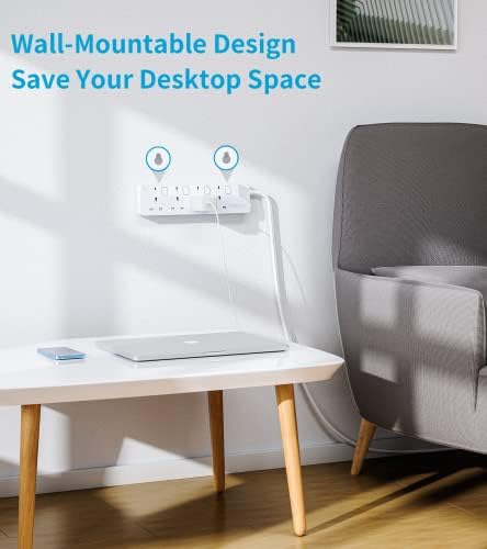 PIBEEX Extension Lead 4 Way Multi Plug Extension Sockets with Individual Switches Wall-Mounted Power Strip 1.5M Extension Cord 13A Fused UK Plug 3250W