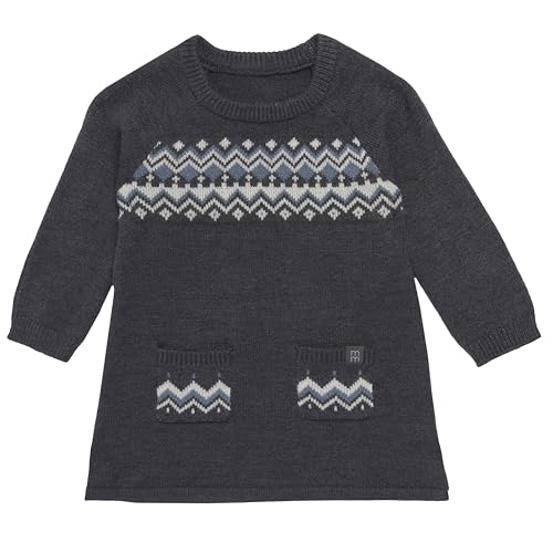 Modern Moments by Gerber Baby Girls' Holiday Fair Isle Sweater Dress, Dark Grey Heather, 4T