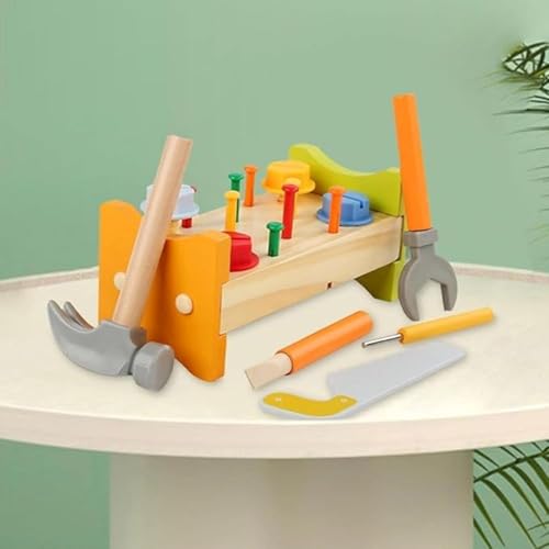 Image of Wudly Wooden Tool Bench Set - Pretend Play Workshop for Kids, Realistic Tools & Accessories, Educational STEM Toy for Boys & Girls Age 3-6, Durable Wood Construction, Gift-Ready