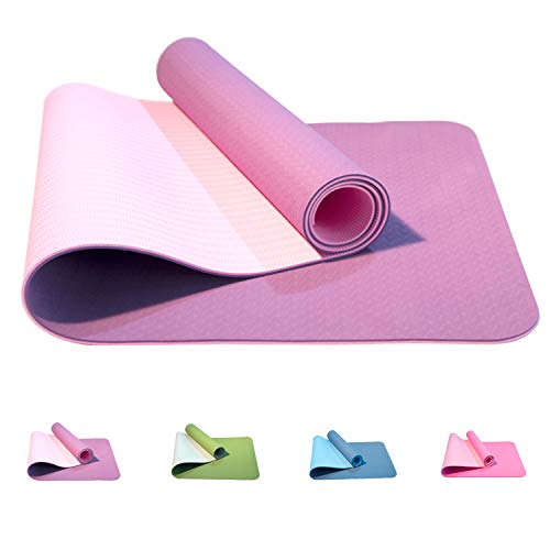 CIVAH Esterilla de Yoga TPE Fitness Deportivo Estera Antideslizante con Bolsa de Transporte para Correa de Gimnasio Pilates 183x61x 0.8CM Púrpura
