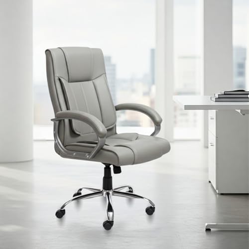 Image of activa Ergonomic Office Chair | Premium Leatherette Boss Chair with Padded Seat & Backrest | Adjustable Height Seat for Work /Study /Gaming (Kylie, Grey)