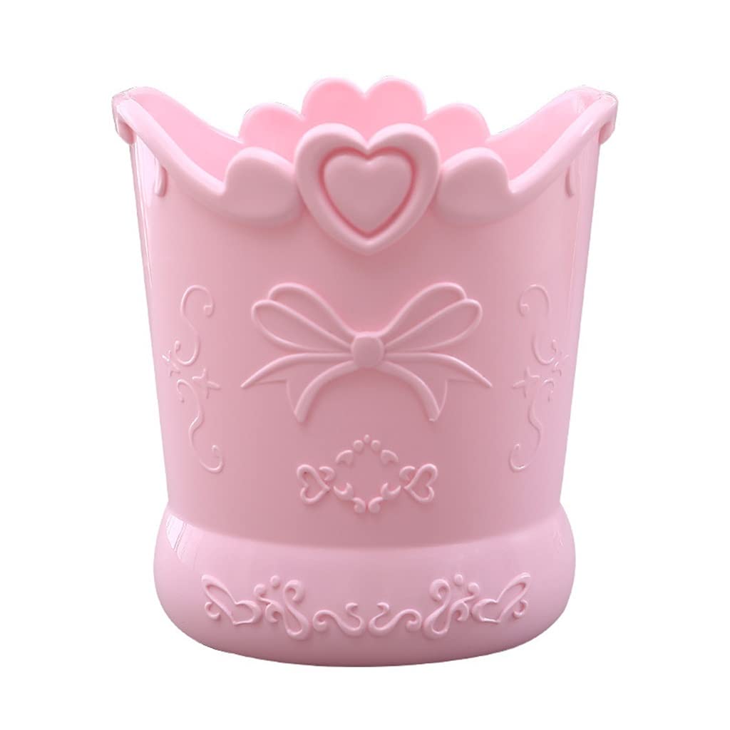 Portalápices en Forma de Amor con Lazo, Cubo Rosa, papelería, portalápices de plástico de Gran Capacidad (Rosa, 11,5 * 8 * 11cm)