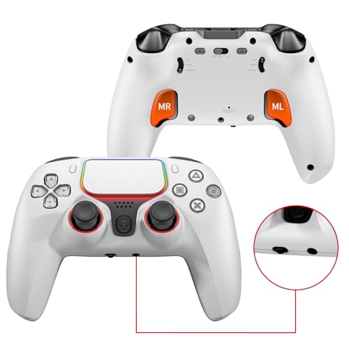 NBCP Wireless PS4 Controller for PS4/Slim/Pro/PC – Elite Gamepad with Macro Back Buttons, Turbo Mode, Dual Vibration, Hall Triggers, Touchpad, 6-Axis Gyro, USB-C, Audio Jack