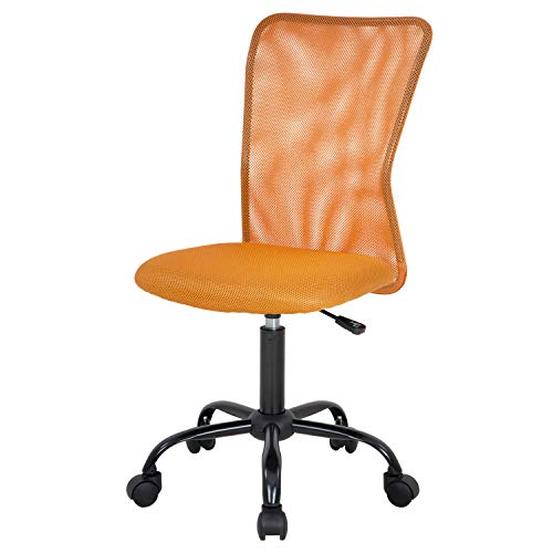 Home Office Chair Mid Back Mesh Desk Chair Armless Computer Chair Ergonomic Task Rolling Swivel Chair Back Support Adjustable Modern Chair With Lumbar Support,Orange #TOP5