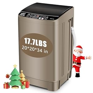 KRIB BLING Full Automatic Washing Machine with LED Display, 17.7 lbs Portable Washer Drain Pump, 10 Programs & 8 Water Levels Selections, Ideal for RV, Camping, Apartment, Dorm, Gold