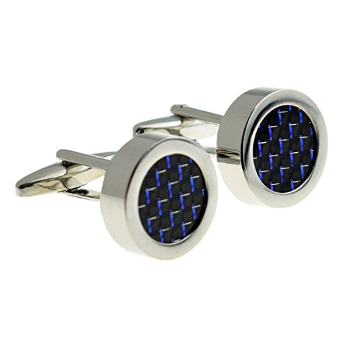 Mancuernillas GTR hombre carbono negro y azul miniatura 1