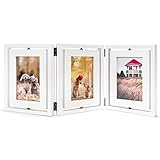 Rustic Wood Hinged Folding Triple Pictur Frame 4x6