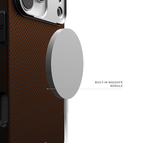 Image of Urban Armor Gear UAG Fibr Armr Magnetic Compatible, Kevlar Fiber Military Grade Protective Case /Cover Designed for iPhone 17 Pro Max (2025) - Orange /Charcoal