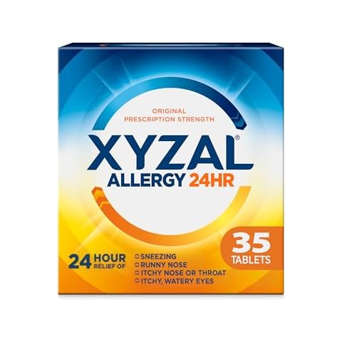 Xyzal 24 Hour Allergy Relief Medicine, Original Prescription Strength Antihistamine, Levocetirizine Dihydrochloride Tablets, 5 mg, 35 Count Cover
