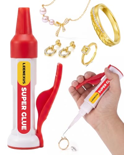 LEENEXUS Professional Jewelry Glue – Ultra-Clear Adhesive with Micro-Precision Tip for Rhinestones, Gems & Delicate Repairs, Waterproof Quick-Set Formula for Earrings, Rings, Bracelets, 20ml