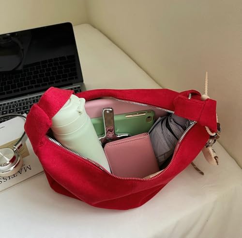 Slouchy Suede Hobo Bags Women Underarm Shoulder Bag Crescent Crossbody Purses Satchels Travel Top-Handle Tote Handbag 20254