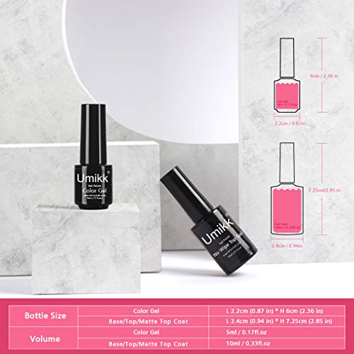Umikk 24 Stück Gel Nagellack Set 21 Farben 5ml mit Basis No Wipe Top Matte Decklack 10ml UV LED Cure Coral Orange Weiß… – Bild 8