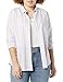 Amazon Essentials Women's Regular-Fit Long-Sleeve Button-Down Poplin Shirt, Business Casual, Office Work, Lilac White Variegated Stripe, XX-Large