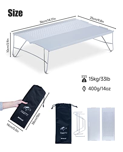 Wildcall Mini Solo Folding Table Ultralight Compact With Carry Bag For Backpacking Camping Hiking Beach (Silver) #TOP2