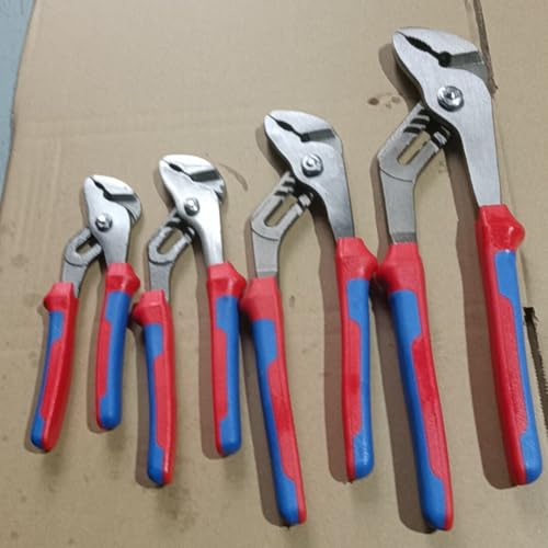 4-piece Groove Joint Pliers Set with Bi-Material Handles, Tongue and Groove Pliers Set Included 12-in, 10-in, 8-in and 6-in, Perfect for Plumbing Repair and Basic Home Maintenance (blue red)